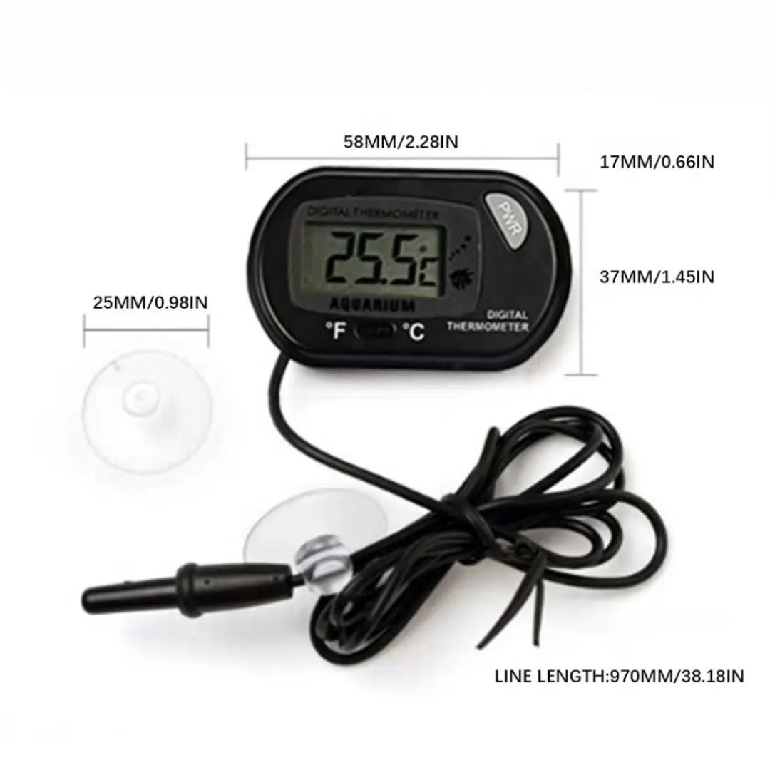 High-precision water temperature gauge with suction cup for aquariums, fish tanks and swimming pools, digital LCD display thermometer