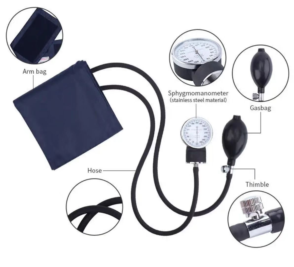 High-quality Alloy Medical Portable Manual Arm Sphygmomanometer With Double-headed Stethoscope