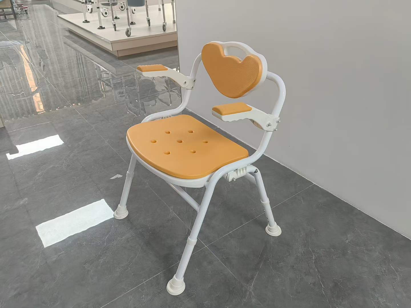 Aluminum Shower Chair for Elderly Square Drainage Seat Height Adjustable Flip-up Armrest Anti-slip Bath Bench with Backrest for Seniors Disabled