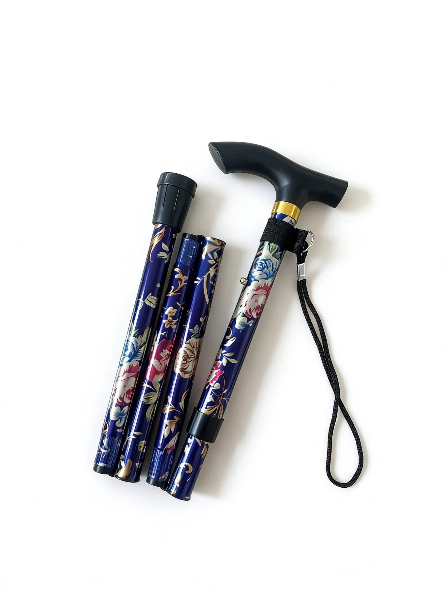 5 Sections Patterned Folding Walking Cane