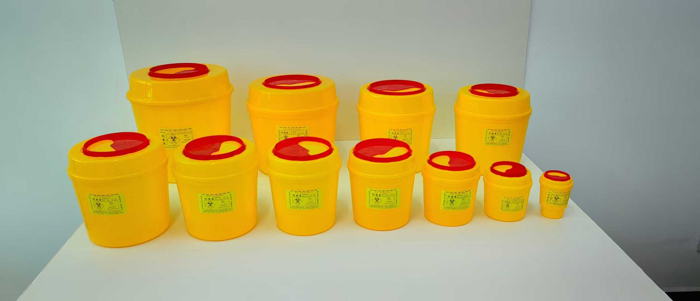 Disposable Medical Sharps Container, Yellow Biohazard Needle Disposal Box