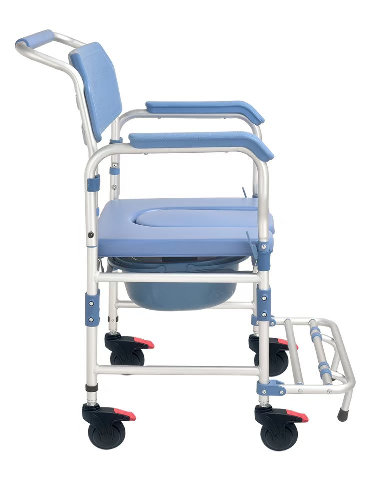 Mobile Aluminum Commode Chair with Wheels