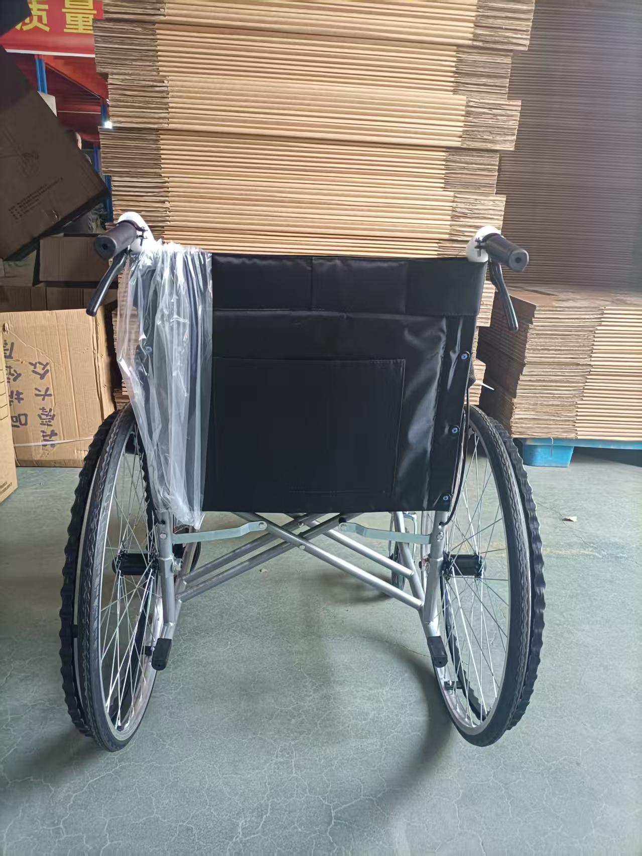Black Cloth Commode Wheelchair with Solid Tires