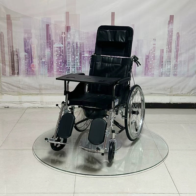 Electric Hydraulic Wheelchair with Leather Bucket, Electric Hand Rings & Solid Tires