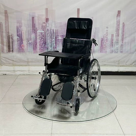 Electric Hydraulic Wheelchair with Leather Bucket, Electric Hand Rings & Solid Tires
