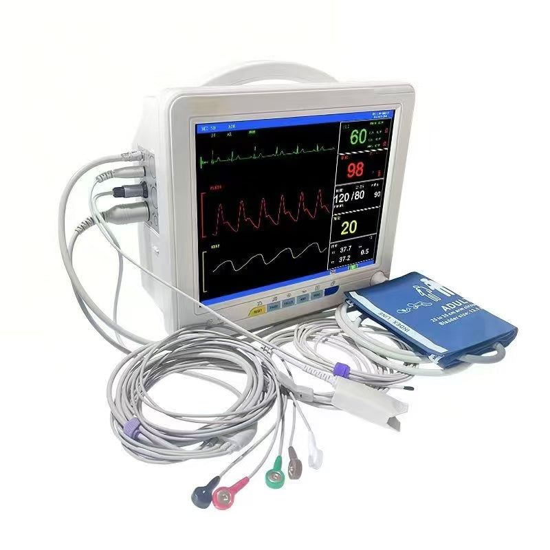 Multiparameter Patient Monitor: 6 Vital Signs (ECG/NIBP/SpO₂) | 12.1" TFT Display | 3H Battery