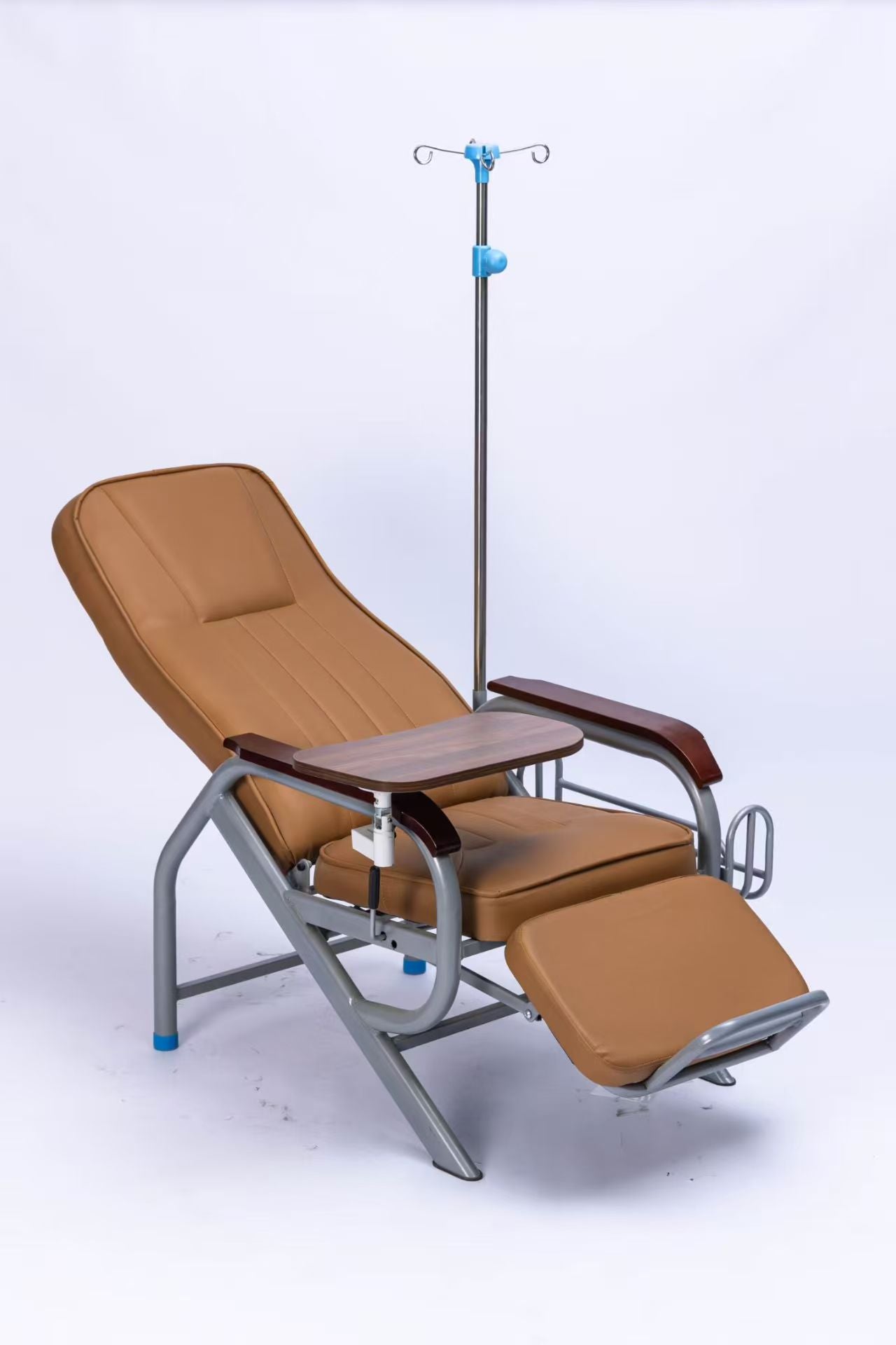 Multi-Function Infusion Chair with IV Stand, Footrest & Foldable Table for Dialysis Center