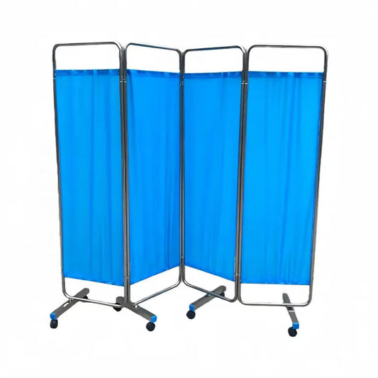 Wholesale 4-Fold Stainless Steel Square-Footed Folding Partition Screen with 05 Full Thickness High-Quality Curtain
