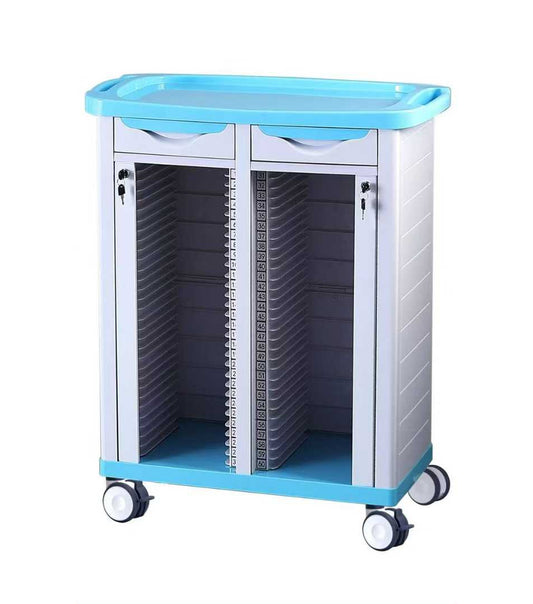 60 Grid Blue Medical Record Trolley