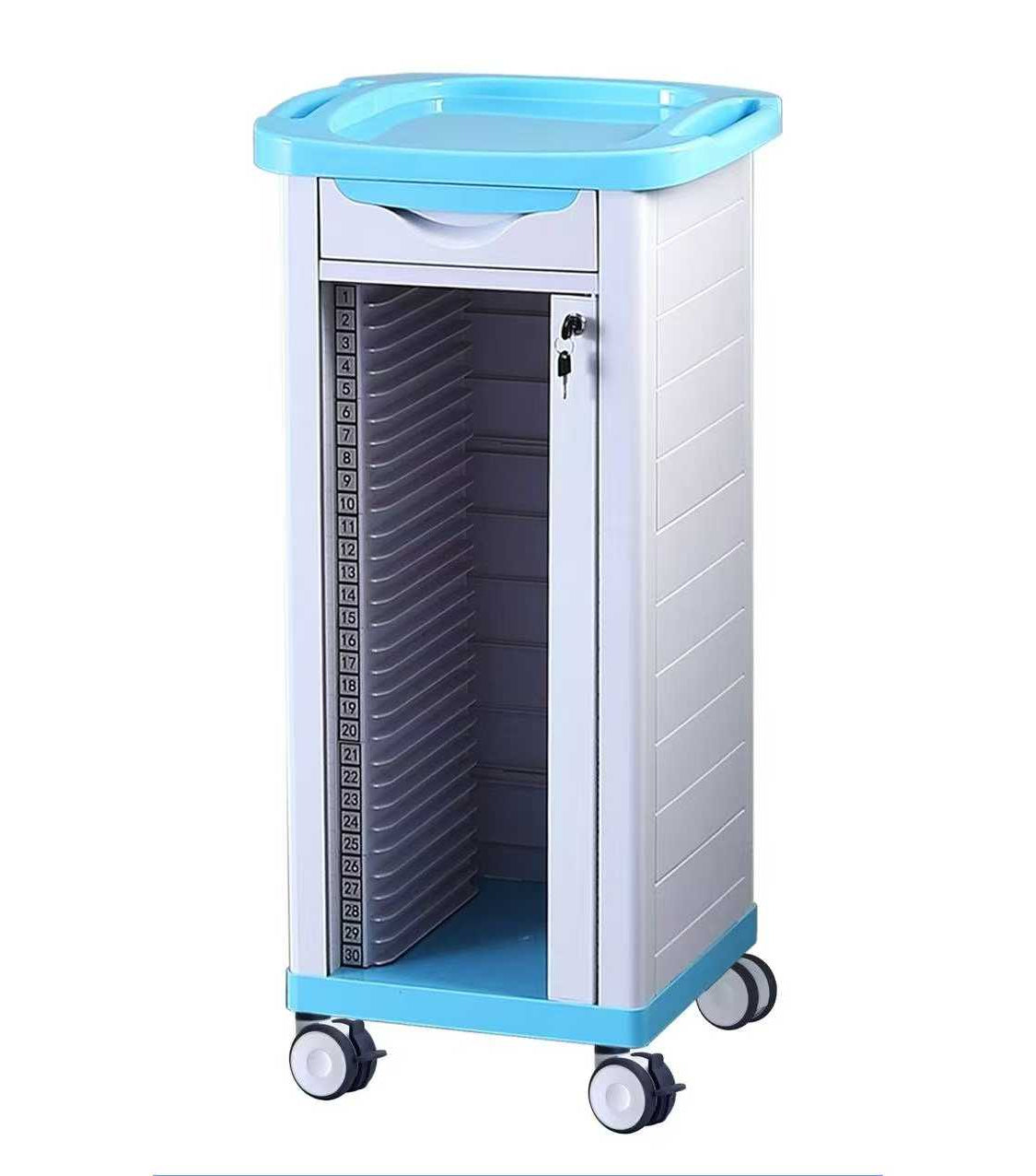 30 Grid Blue Medical Record Trolley