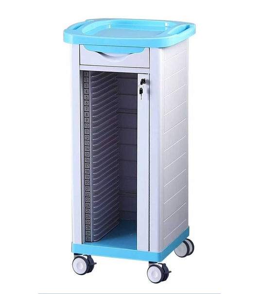 30 Grid Blue Medical Record Trolley