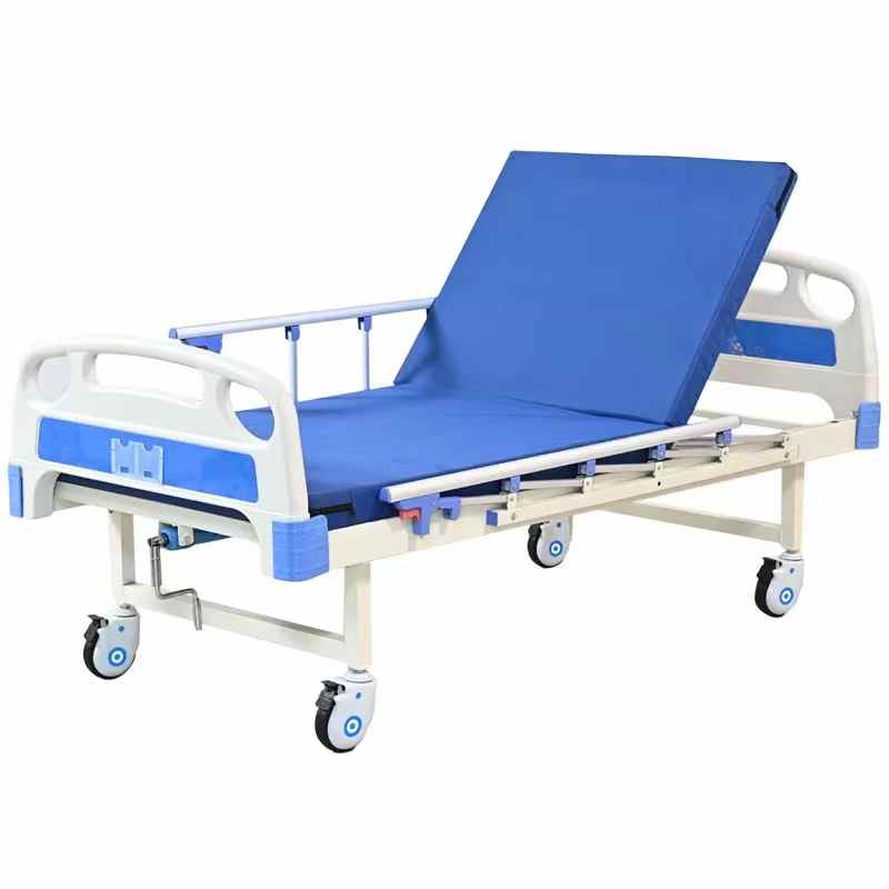Single Crank Hospital Bed | Manual Single Function Medical Nursing Bed With Full Accessories