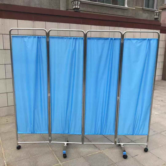 Stainless Steel 4-Panel Medical Folding Screen With Wheels