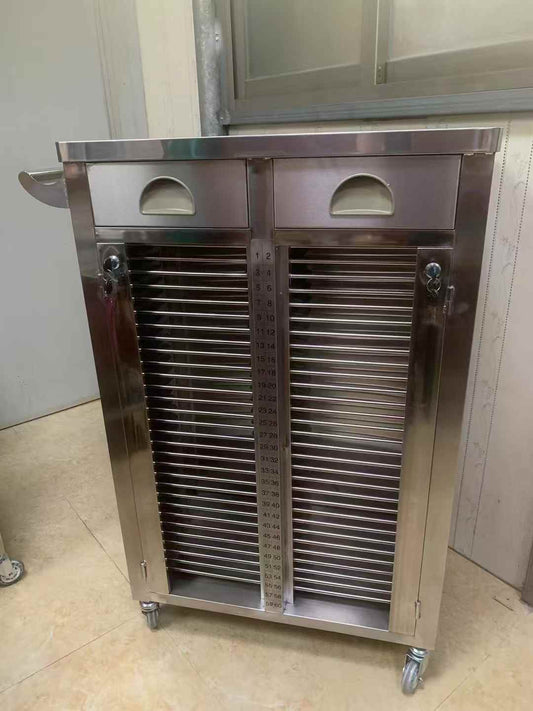 Medical Chart Trolley (60 Slots, Double Door)