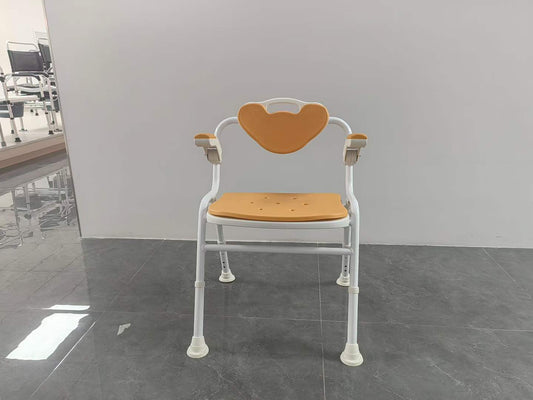 Aluminum Shower Chair for Elderly Square Drainage Seat Height Adjustable Flip-up Armrest Anti-slip Bath Bench with Backrest for Seniors Disabled