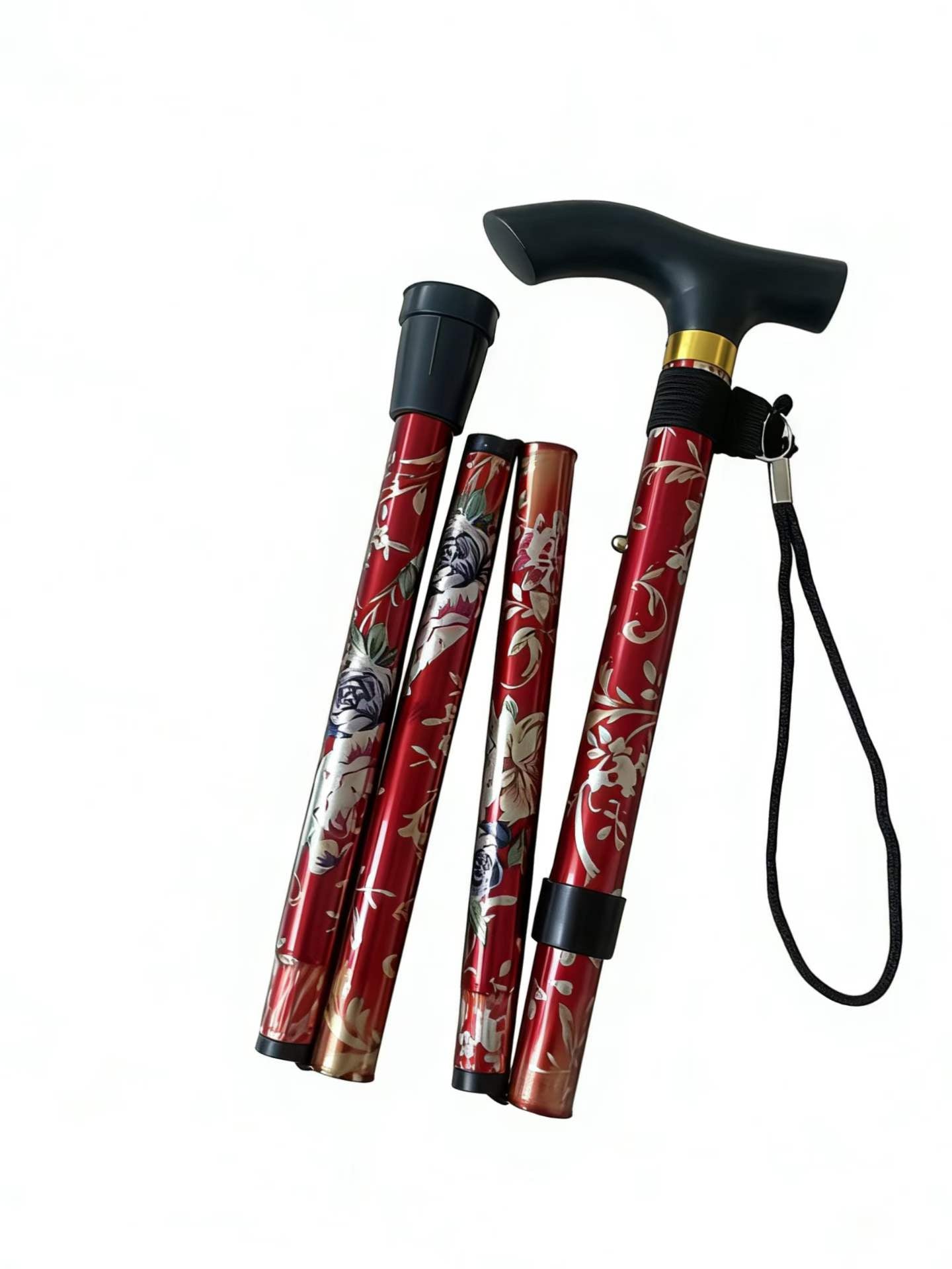 5 Sections Patterned Folding Walking Cane