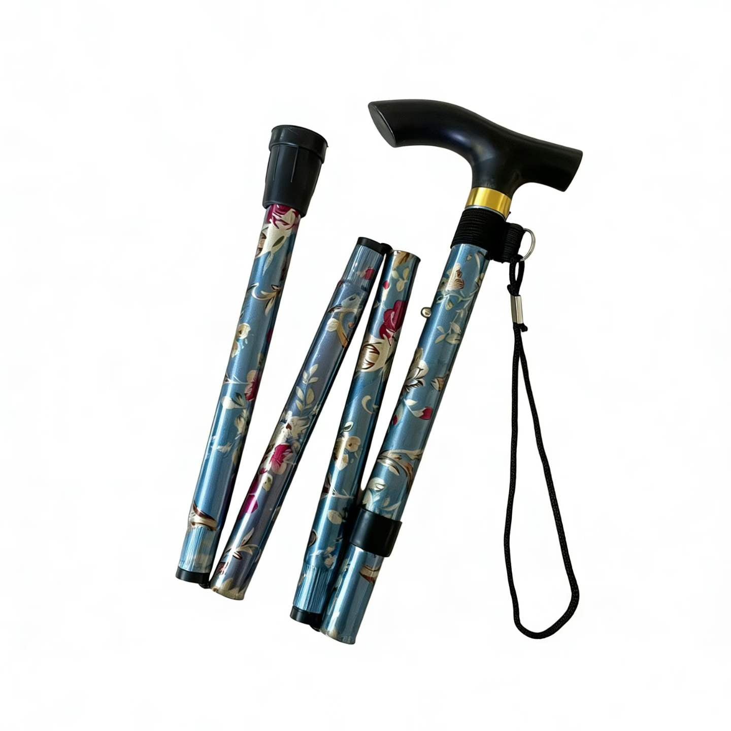 5 Sections Patterned Folding Walking Cane