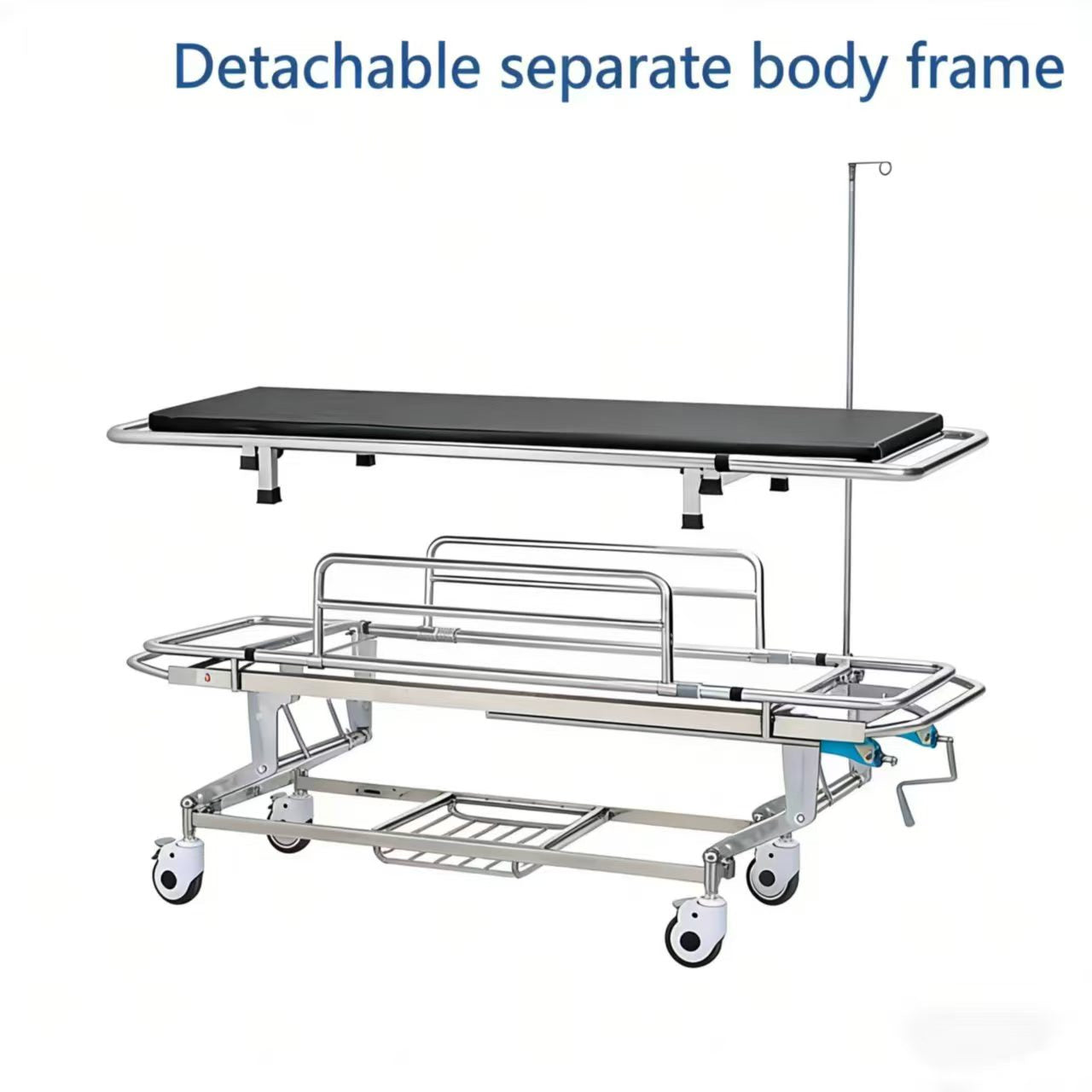 Stainless Steel Adjustable - Height Stretcher Trolley (198×62×60–80cm)