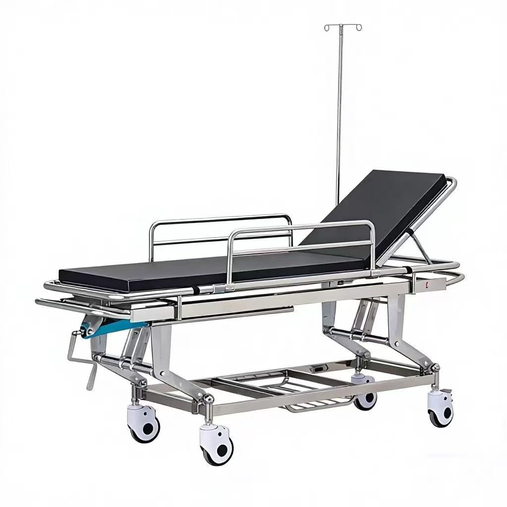 Stainless Steel Adjustable - Height Stretcher Trolley (198×62×60–80cm)