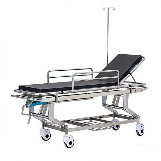 Stainless Steel Adjustable - Height Stretcher Trolley (198×62×60–80cm)