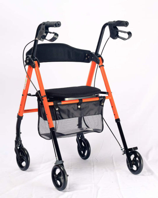 Rollator Walker with Seat, Four Wheel Mobility Walking Aid for Elderly