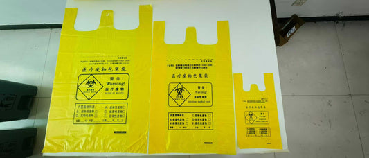 Yellow T-Shirt Handle Medical Waste Disposal Bag