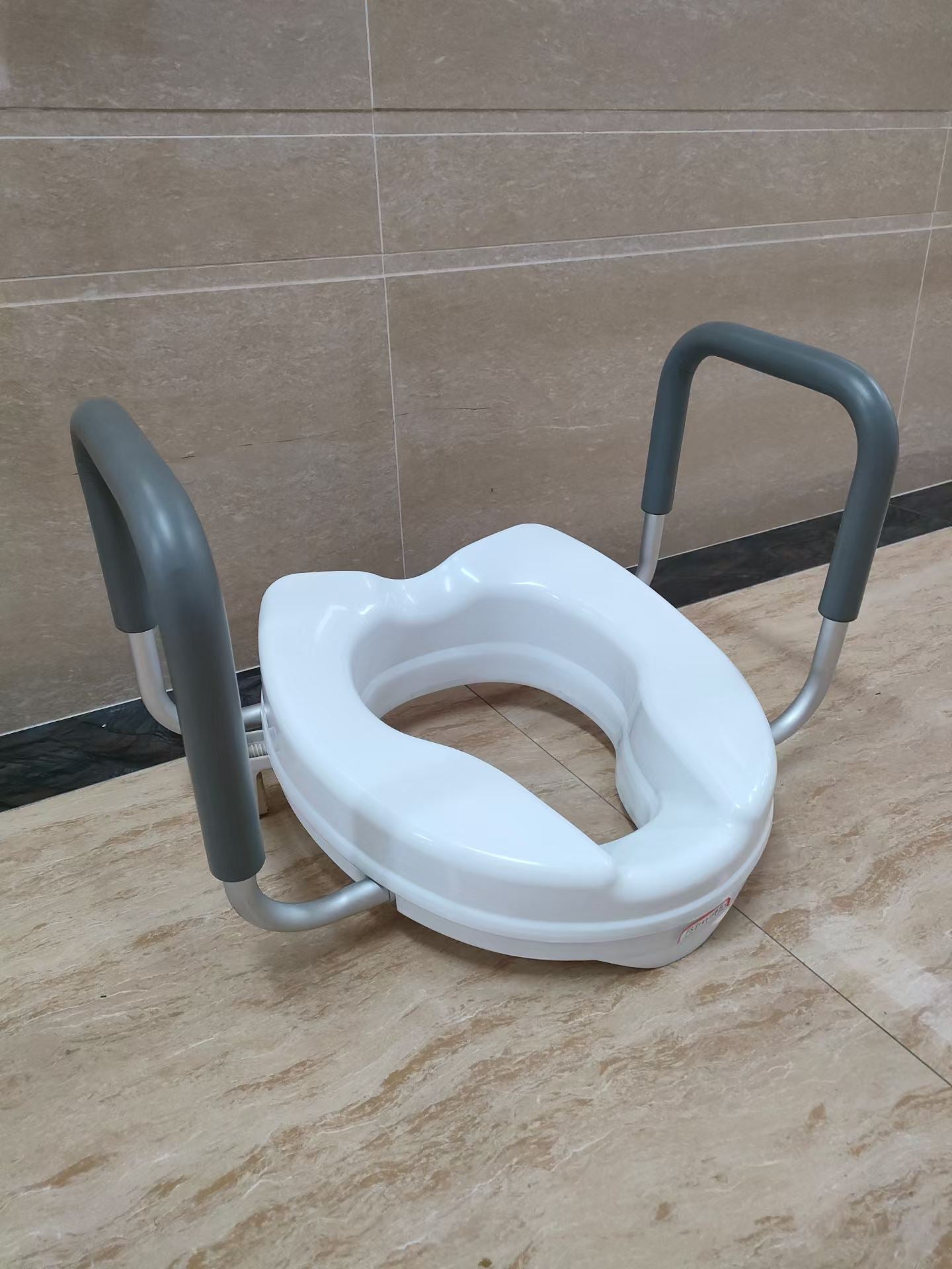 Anti-Slip Heightened Toilet Seat, Aluminum Armrest Medical Commode Booster Seat for Bathroom Safety