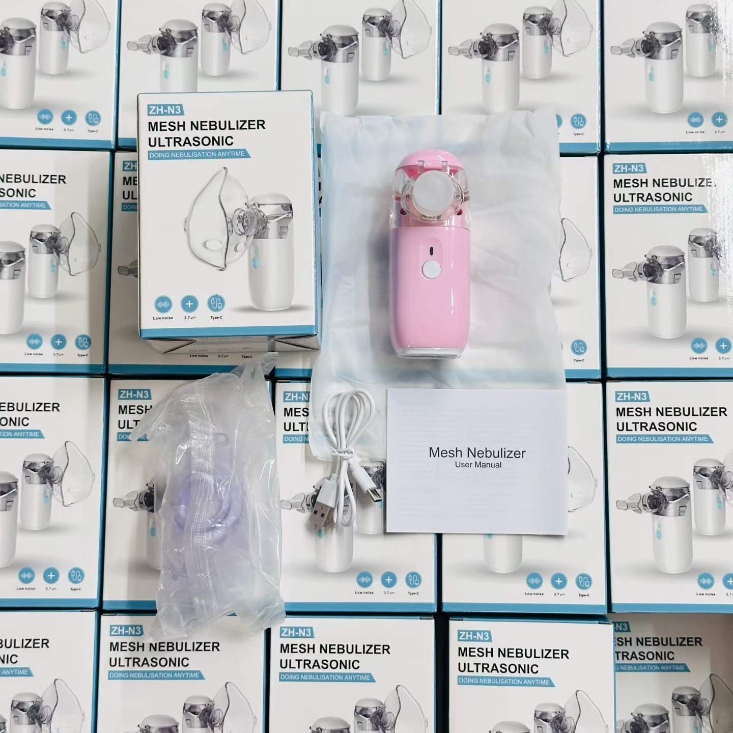 Ultra Quiet Portable Mesh Nebulizer Two Colors White & Pink