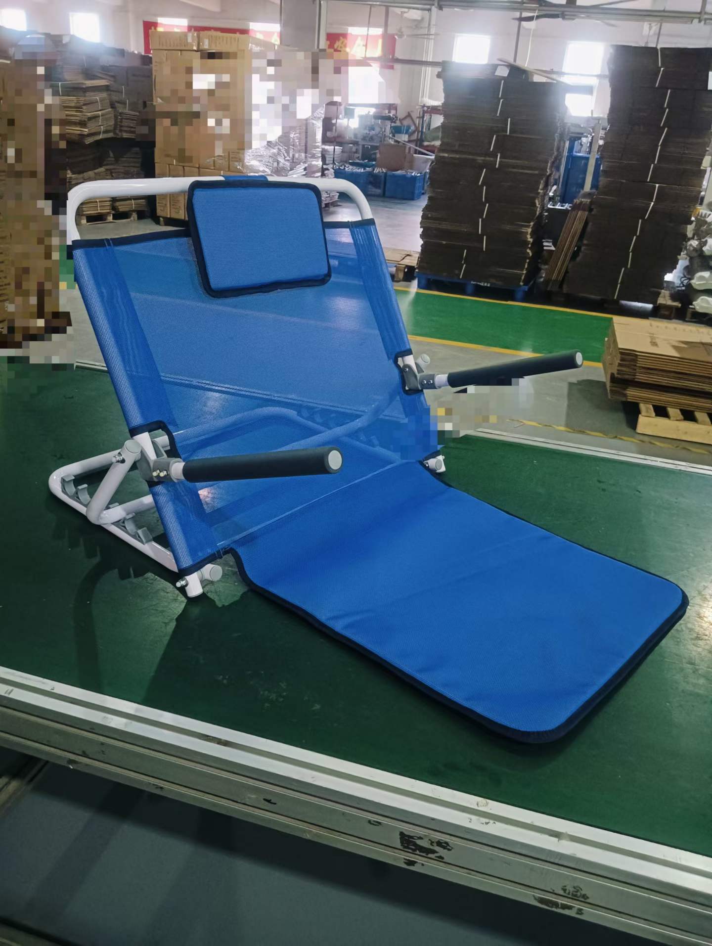 Multi-Angle Adjustable Bed Rest Reading Back Support Chair, Portable Steel Frame Bed Recliner with Detachable Pillow for Home Hospital Care
