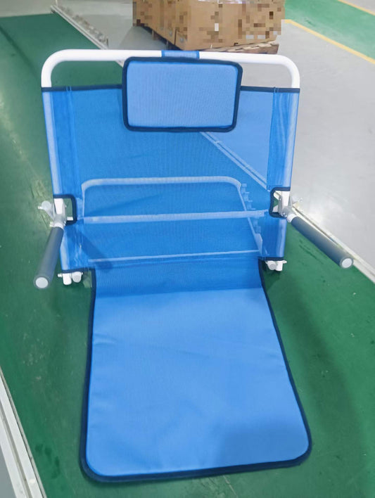 Multi-Angle Adjustable Bed Rest Reading Back Support Chair, Portable Steel Frame Bed Recliner with Detachable Pillow for Home Hospital Care