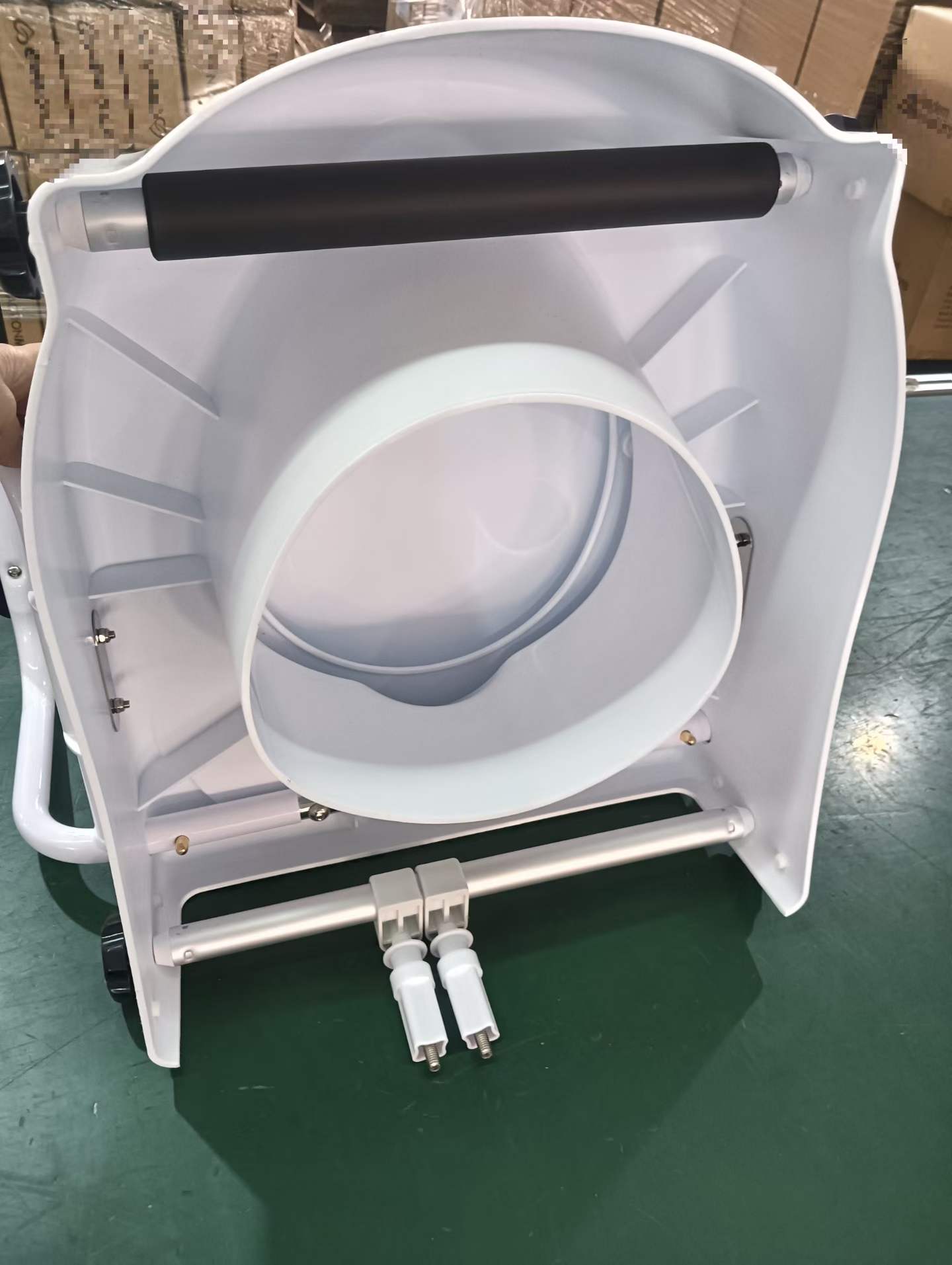 3 Position Height Adjustable Mobile Toilet Chair, Anti-Slip Padded Armrest Bedside Commode with Lockable Wheels for Bedridden Elderly