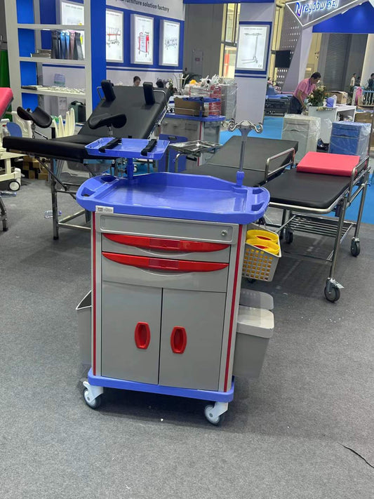 Multi-Function Rolling Medical Crash Cart, Emergency Treatment Trolley with Lockable Cabinet and Drawers for Medical Institution Wholesale