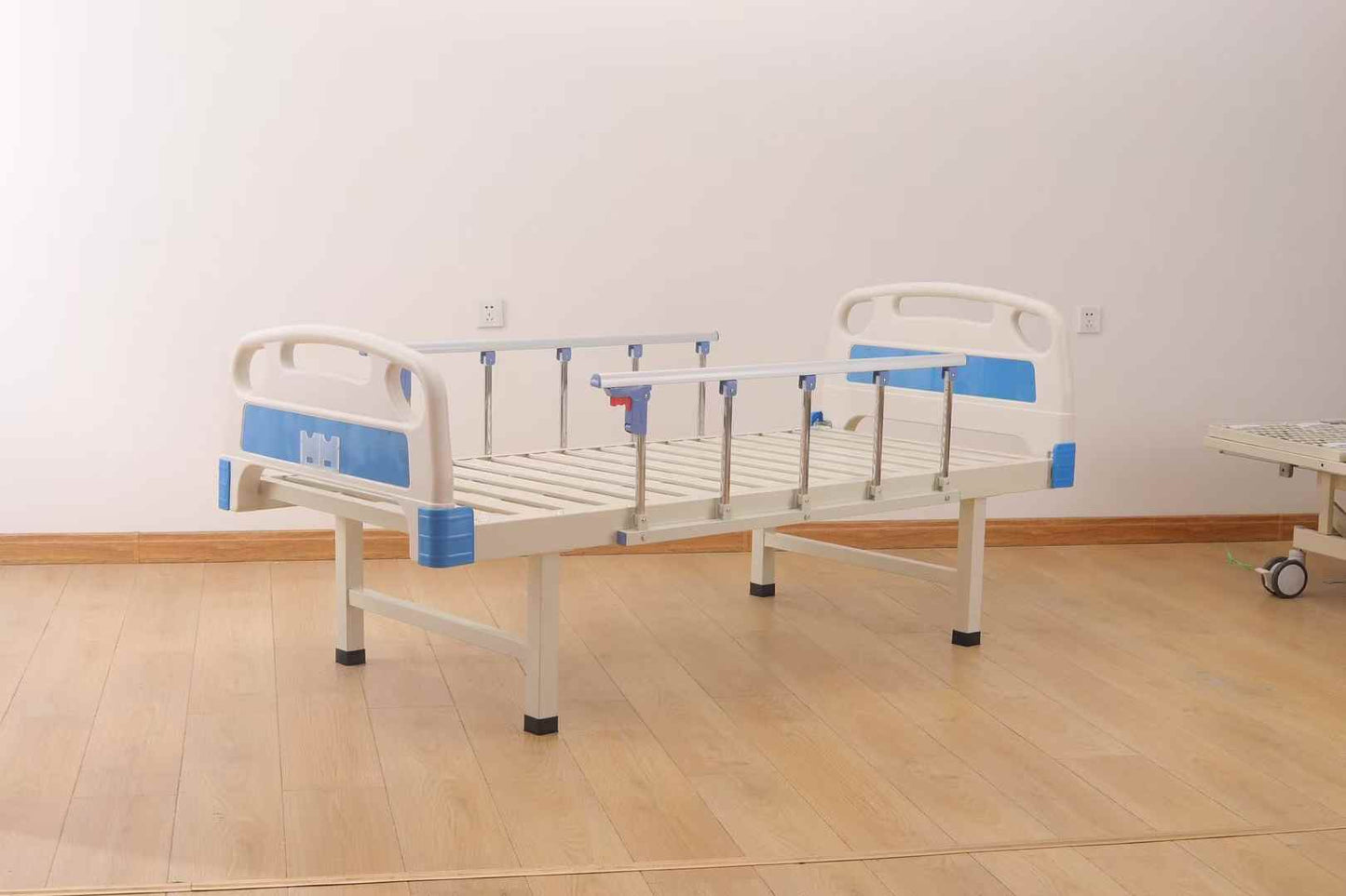 Basic Flat Medical Hospital Bed with ABS Head & Foot Boards, Simple Patient Ward Care Bed