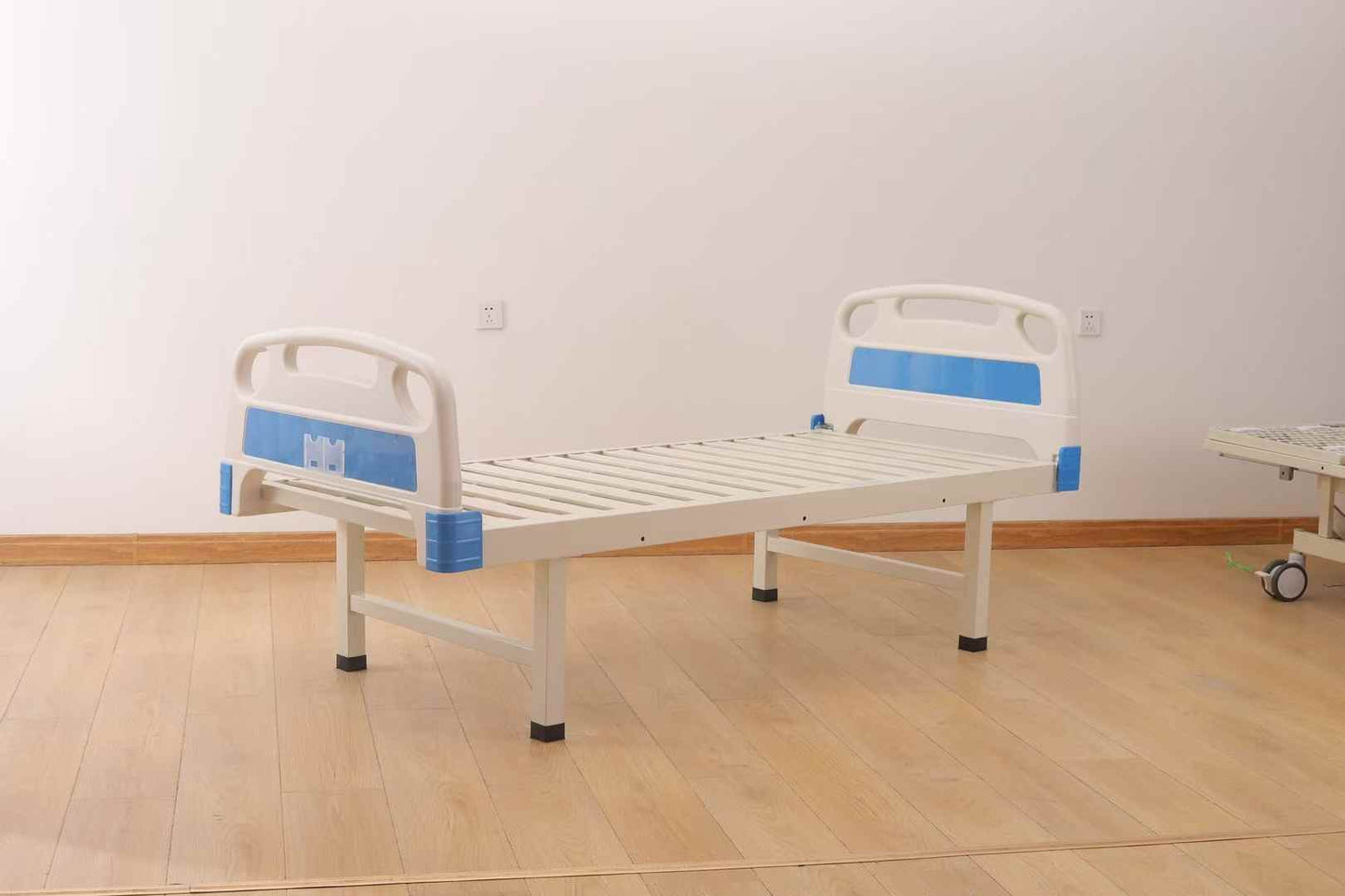 Basic Flat Medical Hospital Bed with ABS Head & Foot Boards, Simple Patient Ward Care Bed