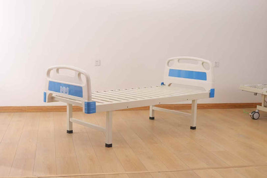 Basic Flat Medical Hospital Bed with ABS Head & Foot Boards, Simple Patient Ward Care Bed