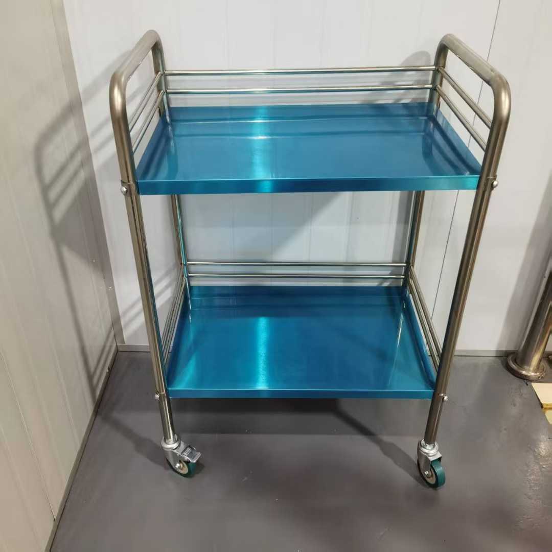 Stainless Steel Double-Layer Trolley with Pot (600×400×860mm)