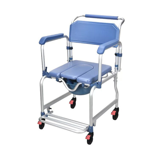 Mobile Aluminum Commode Chair with Wheels