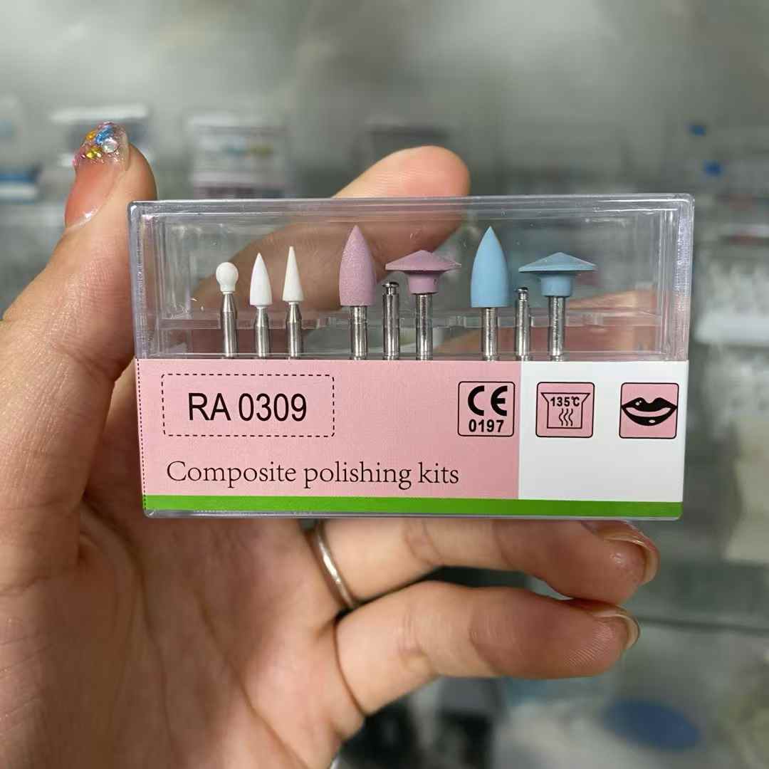 RA0309 Dental Composite Polishing Kits Low Speed RA Contra Angle Rubber Polishing Burs for Resin Veneer Restoration Finishing