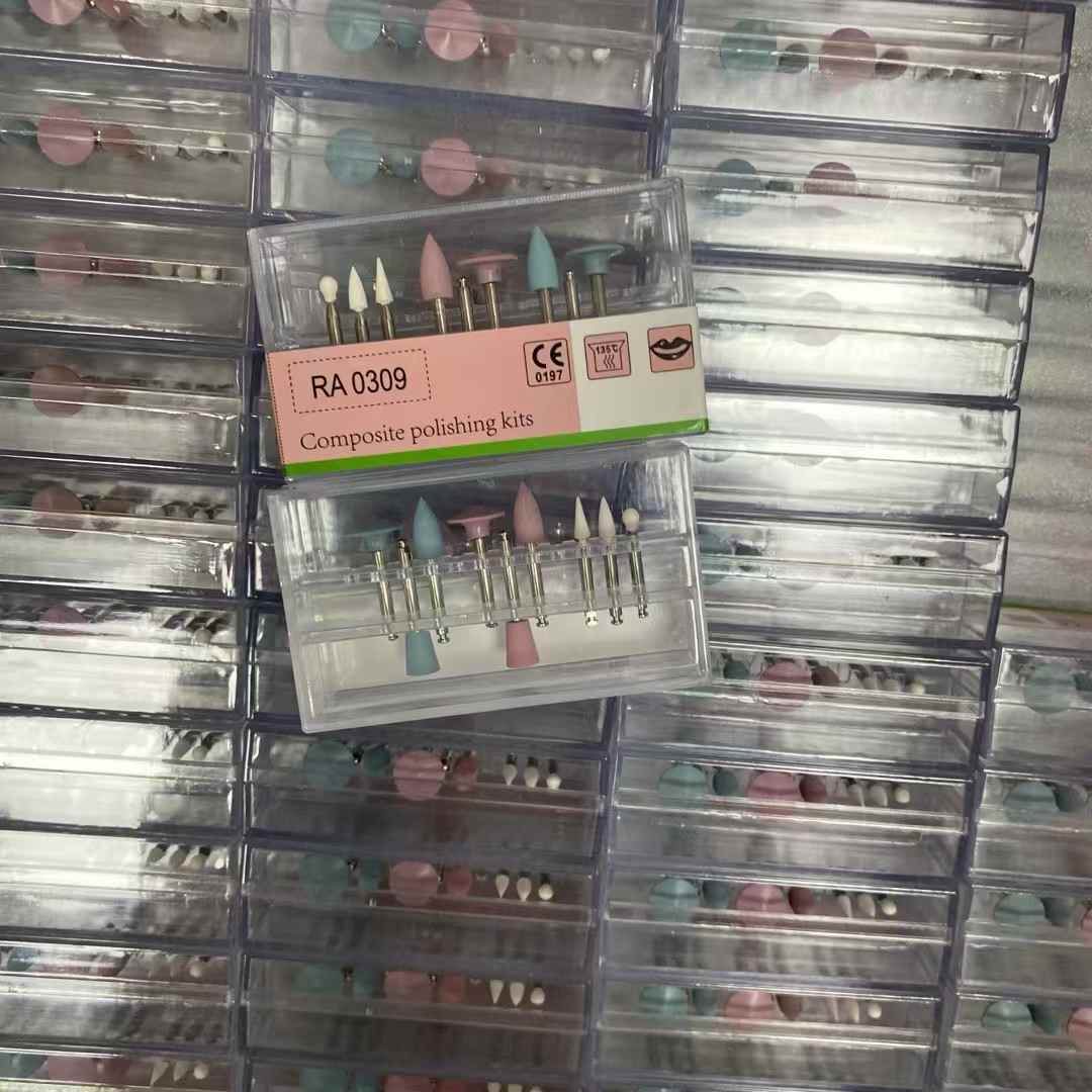 RA0309 Dental Composite Polishing Kits Low Speed RA Contra Angle Rubber Polishing Burs for Resin Veneer Restoration Finishing