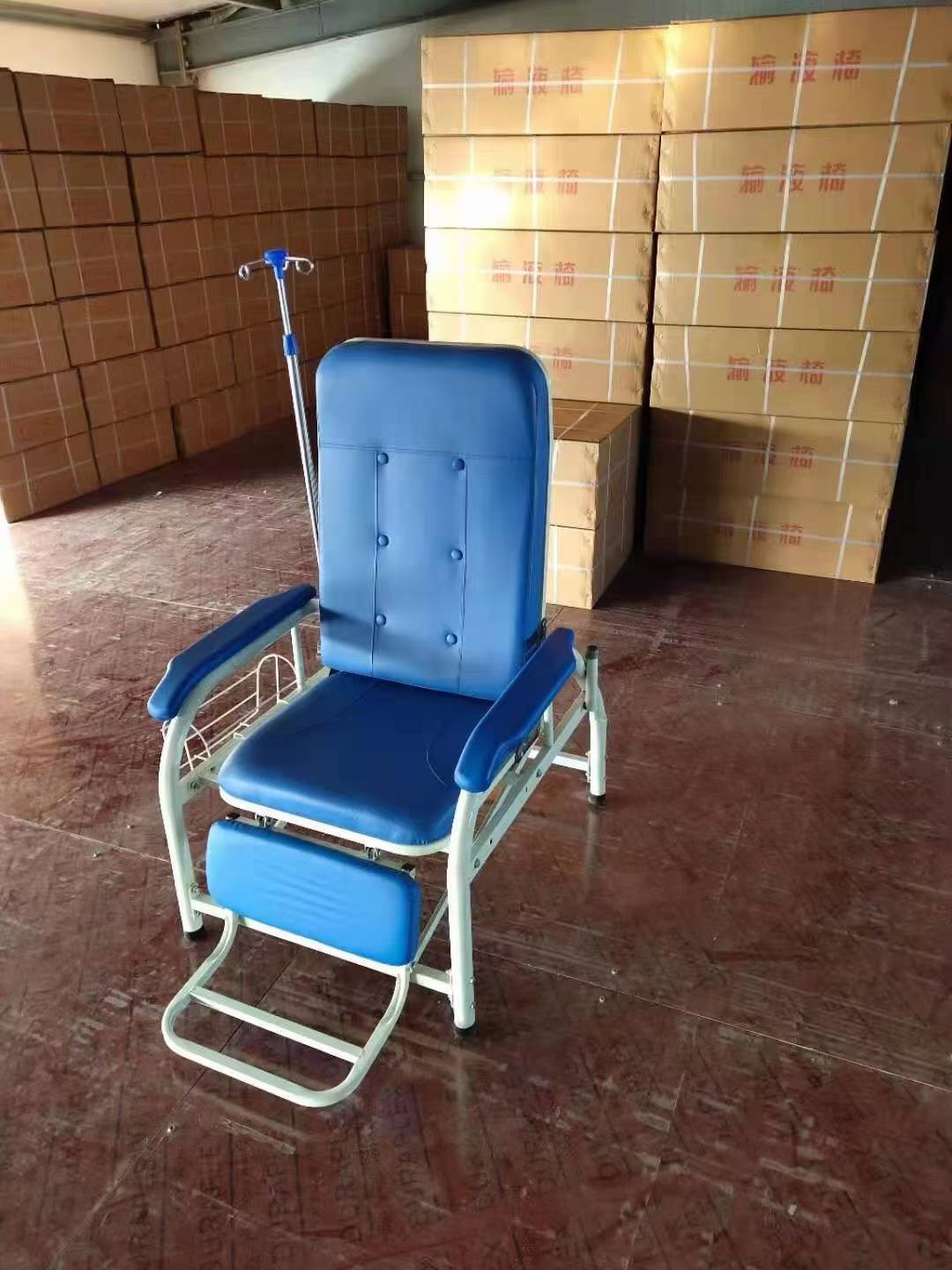 Adjustable Medical Infusion Chair with Footrest & IV Pole, Reclining Transfusion Chair for Clinic Hospital