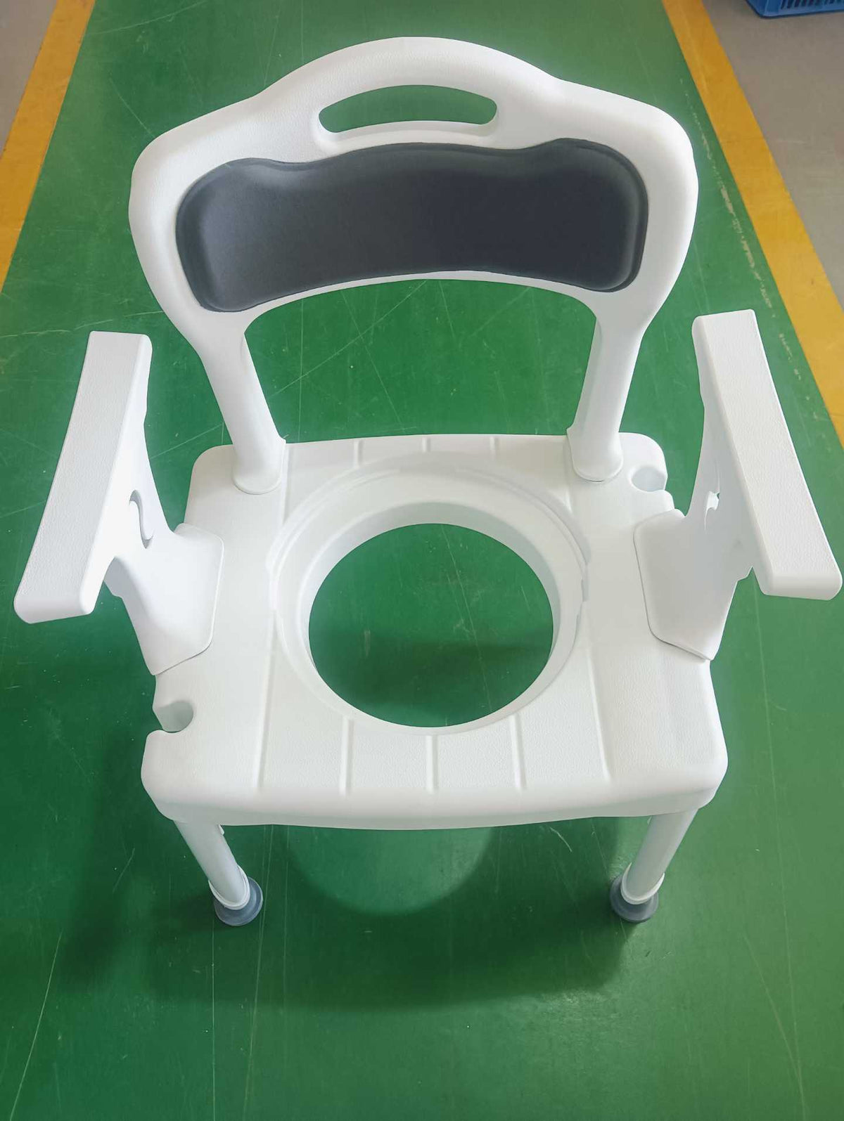 Height‑adjustable Elderly Commode Chair, 2‑in‑1 Bathroom Shower Chair With Removable Toilet Basin