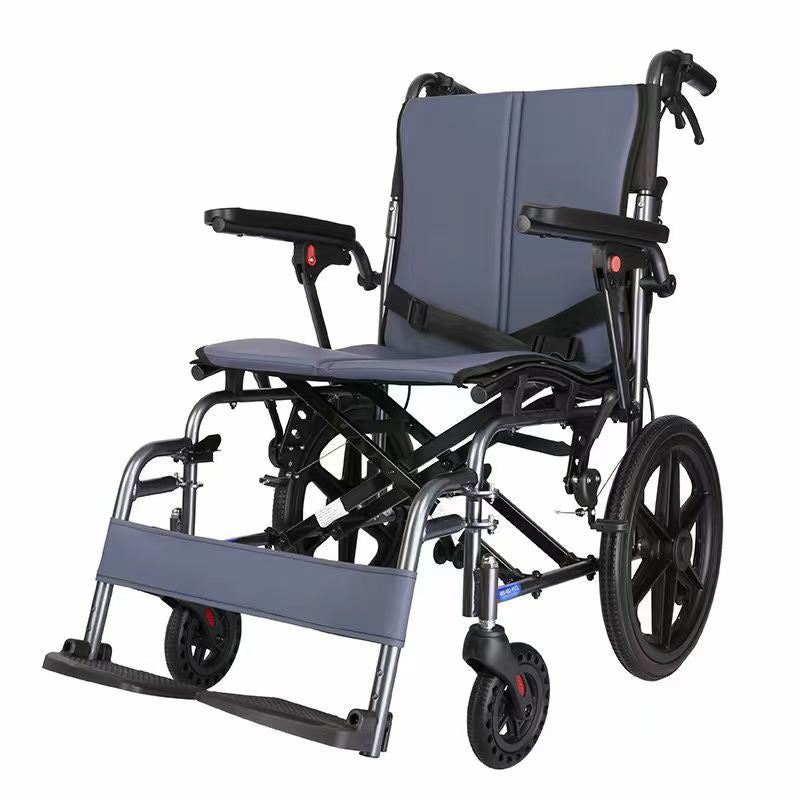 Lightweight Folding Aluminum Alloy Manual Wheelchair, Portable Self‑propelled Wheel Chair for Elderly and Disabled