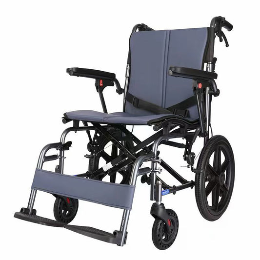Lightweight Folding Aluminum Alloy Manual Wheelchair, Portable Self‑propelled Wheel Chair for Elderly and Disabled