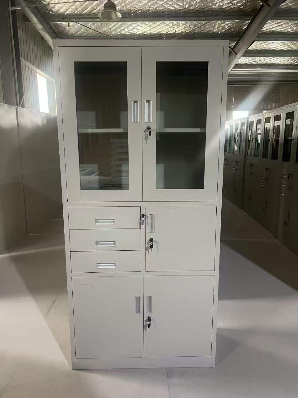 3‑Drawer Glass‑Door Steel Office Filing Cabinet
