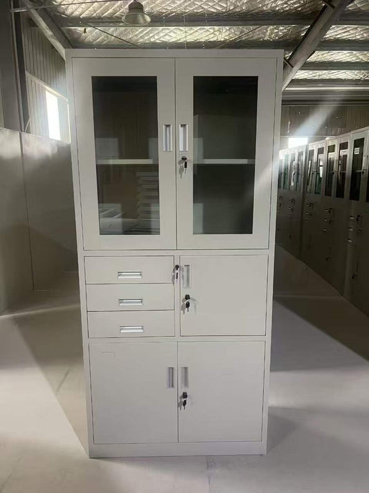 3‑Drawer Glass‑Door Steel Office Filing Cabinet