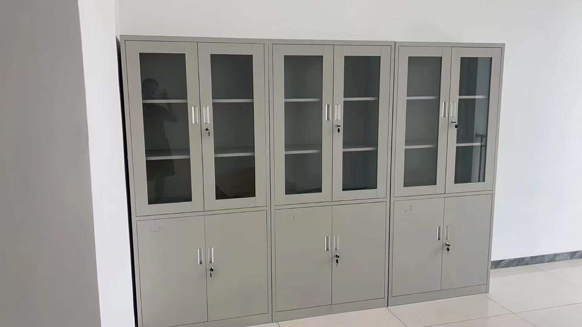 3‑Drawer Glass‑Door Steel Office Filing Cabinet