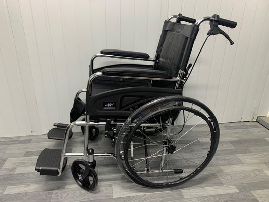 Low‑Seat Commode Wheelchair With Foldable Backrest, Electroplated Frame