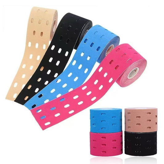 Perforated Kinesiology Tape, Breathable Athletic Sports Tape for Muscle Support & Injury Recovery, Multi‑Color Elastic Physio Therapeutic Tape