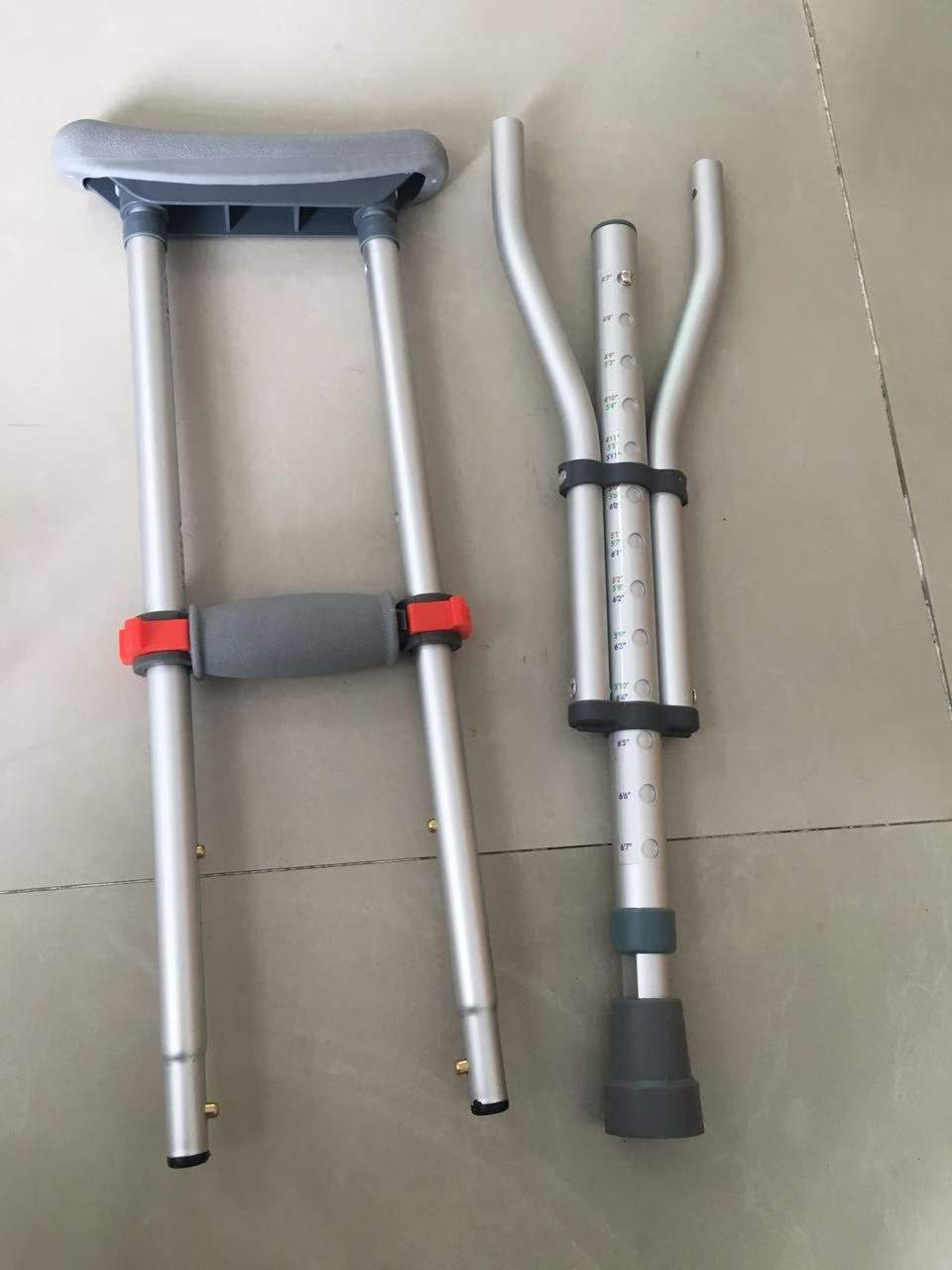 Folding Aluminum Underarm Crutches, Adjustable Lightweight Axillary Crutches for Adult Foot Injury Recovery