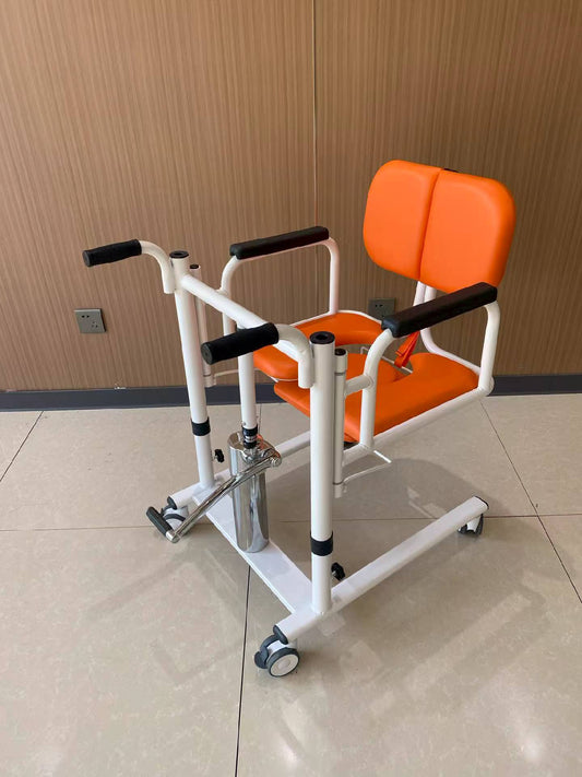 Hydraulic Patient Transfer Chair, Nursing Lift Transfer Wheelchair with Commode Cutout